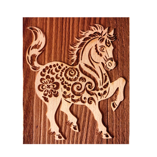 十二生肖儿童古法拓印木雕版画 油墨印刷印章马年研学拓印木板画