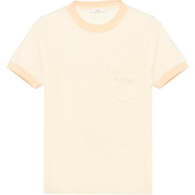 Chloe蔻依棉质针织布标识印花T恤