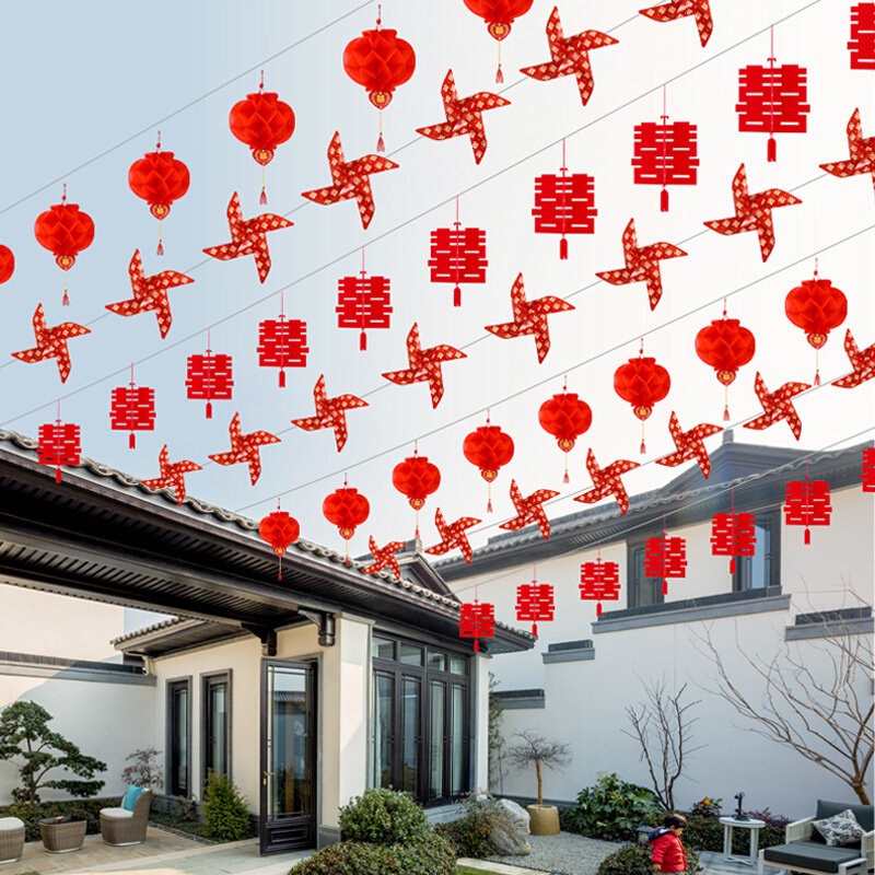农村结婚院子装饰婚礼布置庭院户外风车灯笼挂饰场景婚庆用品大全