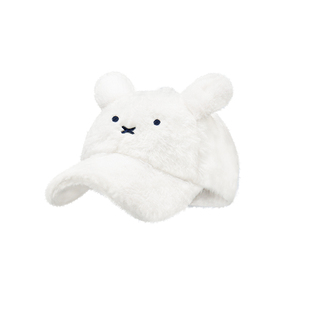 可爱毛茸茸米菲兔保暖兔耳朵鸭舌帽子女2026冬季甜美羊羔绒棒球帽