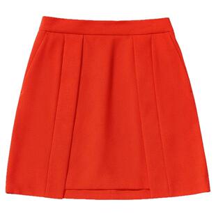 IT PortsPURE女装半身裙新品时尚气质纯色叠层设计A字短裙00243XI