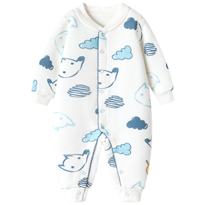 哈尼天空新生婴儿连体衣秋季纯棉哈衣满月宝宝衣服婴幼儿爬服秋装