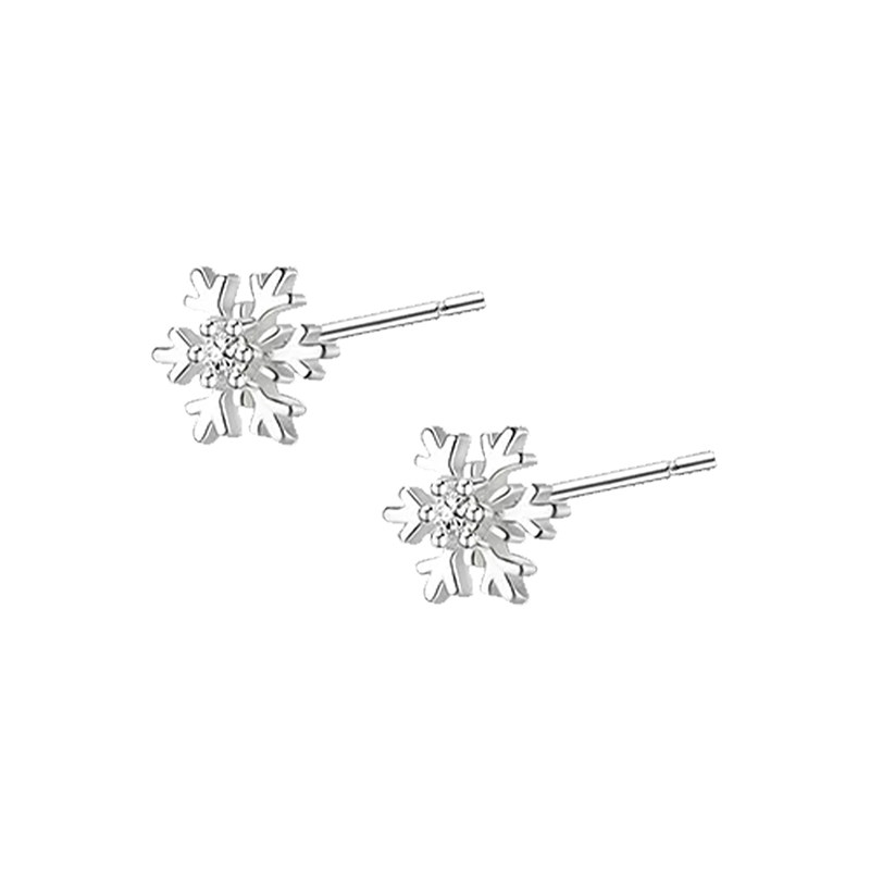 伊灿S999纯银针迷你雪花耳钉女