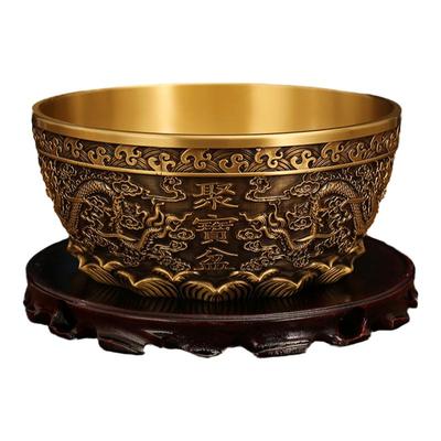 铜臻祥黄铜聚宝盆客厅摆件