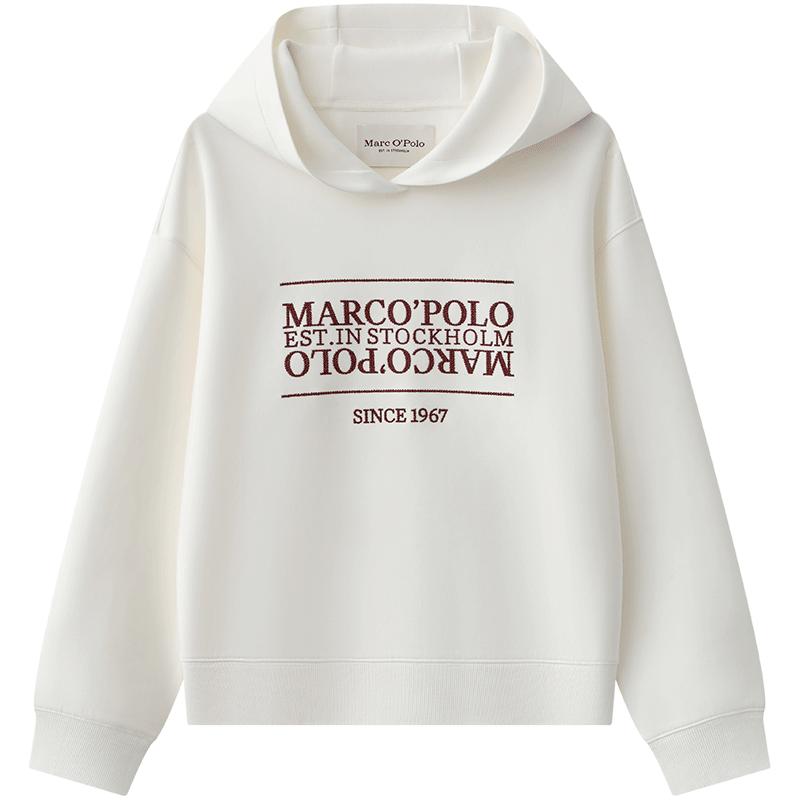 Marc O'Polo/MOP秋季新款气质莱赛尔棉混纺logo刺绣连帽卫衣女士