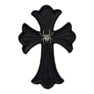 潮牌金属仿皮标十字形状 衣服包包帽子鞋子布贴徽章DIY手缝补丁贴