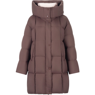 衣香丽影90绒连帽羽绒服女中长款2025冬装新款云朵泡芙感保暖外套