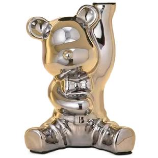 轻奢暴力熊时钟桌面台式钟表摆放式电子钟摆件客厅卧室闹钟装饰品