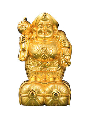 全鎏金大黑天财神铜像摆件