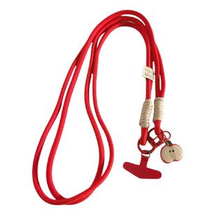 简约ins立体吊坠红扣苹果手机壳编织尼龙斜跨长绳户外结实耐用防丢挂链CCD相机拍立得侧背挂脖便携挂绳可爱女