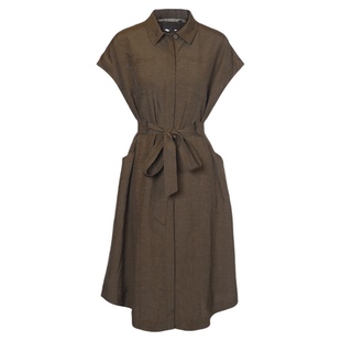 【亚麻精选】ZOLLE因为老钱风利落剪裁收腰腰带连衣裙女春夏新品