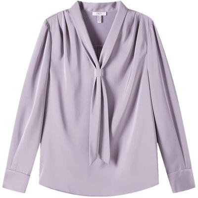 菲妮迪简约飘带领设计感通勤上衣