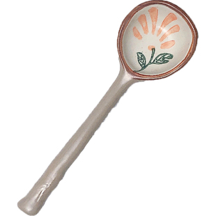 陶瓷小勺子 ins风可爱高颜值家用汤匙甜品勺饭勺粗陶长柄调羹汤勺