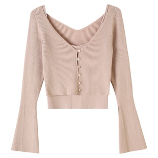 SNIDEL2025秋冬新品简约吊带背心V领针织开衫两件套SWNT254300