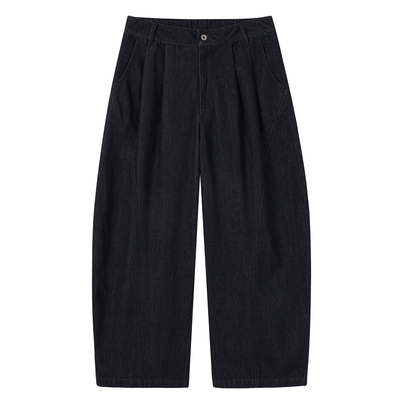 SOMENUM森林 25AW「弯刀廓形」百搭男女四季宽松不褪色牛仔气球裤