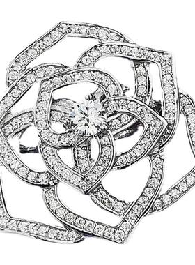 D色莫桑石镂空山茶花戒指