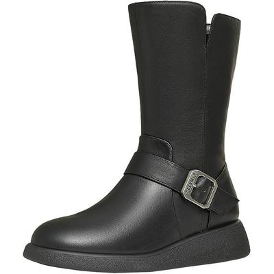 天美意冬新款商场同款休闲一脚蹬百搭靴子女骑士靴CP660DZ4