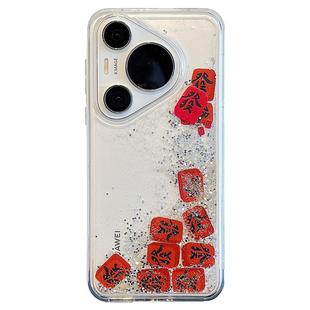 拓岚 适用华为pura70pro+手机壳新款闪粉流沙摇摇乐p60文字發卡通kitty猫狗狗mate70/60/50/40pro挂绳防摔女