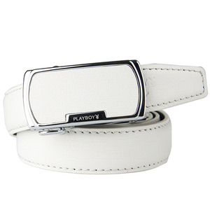 花花公子女士皮带2025新款真皮高级浅色自动腰带女式裤带女款白色