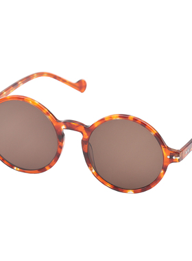 花框茶色复古圆东海水晶石头眼镜