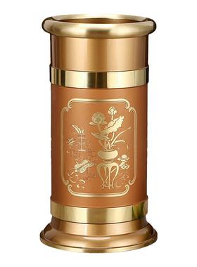 涛羽香筒佛前具粉金莲铜制摆件