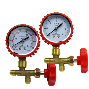 打压加氟工具制冷维修工具空调冰箱加液表压力表高低加氟表套公制