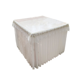 蕾丝花边餐桌布PVC防水防油磨砂烤火桌罩套免洗轻奢防滑茶几桌垫