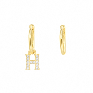 2024新品字母耳环女18.K镀黄金色星座耳钉耳坠纯银圆环气质定制潮