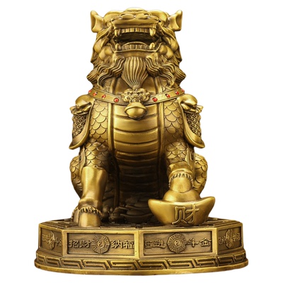 铜麒麟摆件公母一对纯铜八卦麒麟