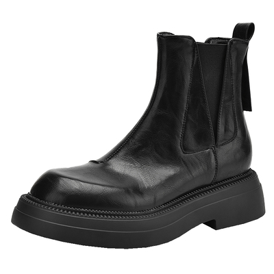 Dale~大码女主拼接款圆头短靴