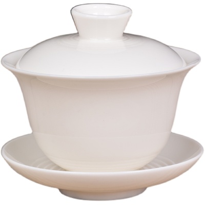 德化单个家用纯白logo定制盖碗