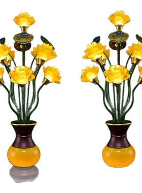 佛前莲花灯led琉璃灯七品九品供佛灯观音插电合金供灯佛堂长明灯