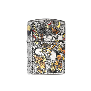 zippo打火机天师钟馗盔甲错金银官方正品煤油防风男士收藏礼物