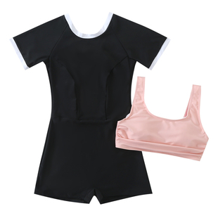 汐姿澜泳衣女连体平角大胸D/E/F/G杯钢托显瘦运动温泉大码游泳衣