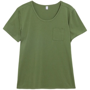 大码女装胖mm显瘦百搭圆领短袖T恤打底衫减龄百搭多巴胺上衣31558