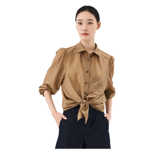 OTT【商场同款】春秋季新款复古衬衫简约长袖上衣时尚通勤女装
