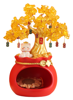 发财树招财猫摆件玄关钥匙收纳