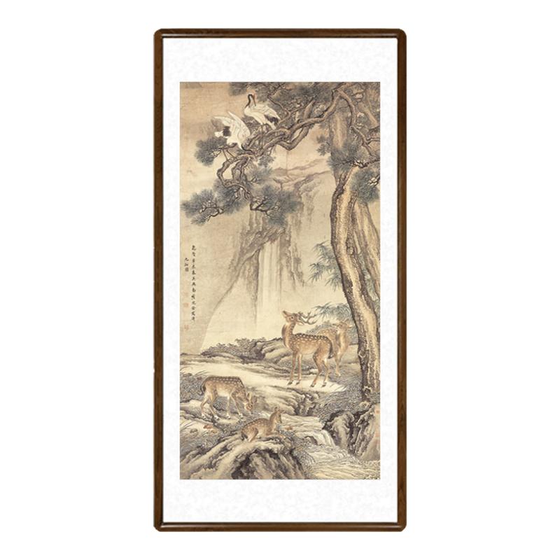 沈铨九如图国画竖版玄关过道风水字画新中式客厅装饰画书房挂画
