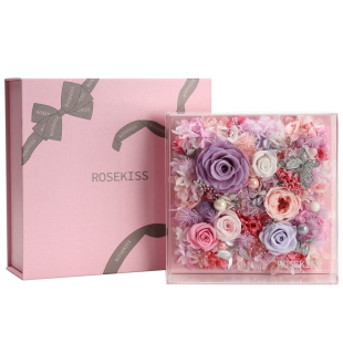 ROSEKISS玫瑰永生花礼盒真花束520情人节送女朋友生日礼物高级感