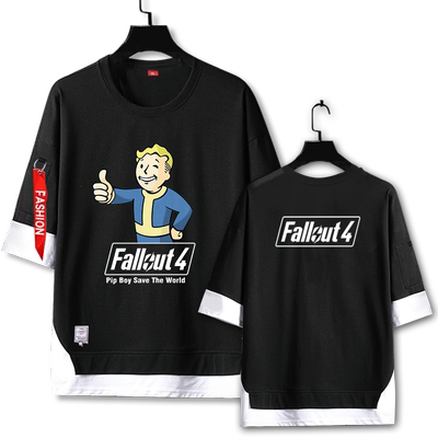 假两件五分袖男女短袖t恤衫周边