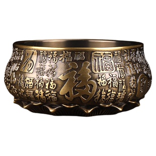 百福呈祥铜香炉上香家用供奉室内黄铜香火铜炉观音财神插香烧香炉