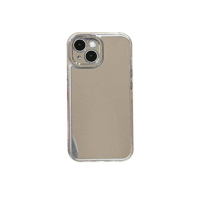 亚克力银色全屏镜面适用iphone16手机壳15proMAX电镀全包镜头14plus补化妆镜子苹果13保护套12简约XS