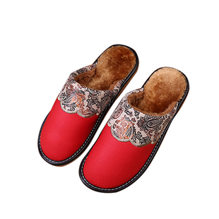 海宁皮拖鞋冬季男女欧式居家地板防滑牛筋底室内保暖时尚棉拖鞋