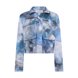 Ruco Line如卡莱 秋冬新款高腰短款外套女中国风水墨画晕染