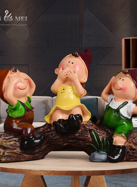 家饰个性隔板小摆件 田园风格家居装饰品 树脂工艺品 新款三不人