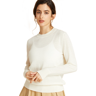 2024新款春夏女圆领薄款套头精纺细纱针织打底衫毛衣内搭针织衫