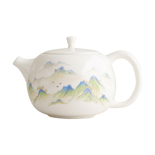 德化白瓷茶壶大容量单壶陶瓷功夫茶具一人家用大红袍泡茶壶喝茶杯