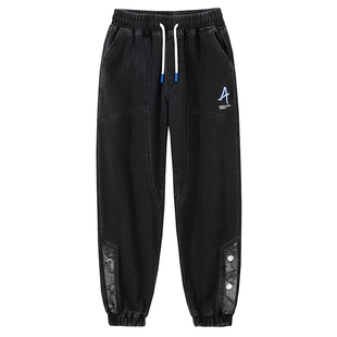 潮胖子牛仔裤男工装春秋季潮牌宽松加肥加大码长裤休闲哈伦男裤子