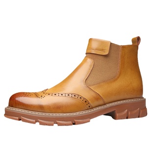 英伦风切尔西男靴高帮马丁靴男潮2024冬季中帮反绒皮加绒休闲皮鞋