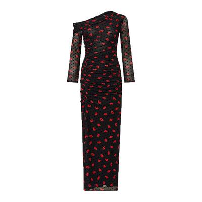 [新品首降]DVF2026春夏新款优雅落肩锁爱红唇连衣裙DL4T009
